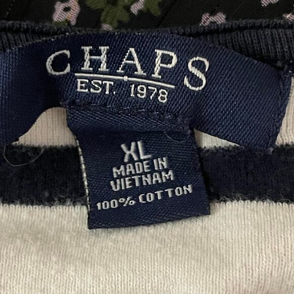 Chaps knit blouse shirt top women's XL extra large blue and white stripe cotton - Picture 5 of 12